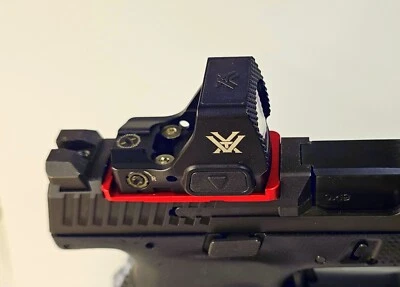 401 MANUFACTURING CZ P10 Optics ready Vortex Defender ST optic plate. Red anodized. 7075 alum