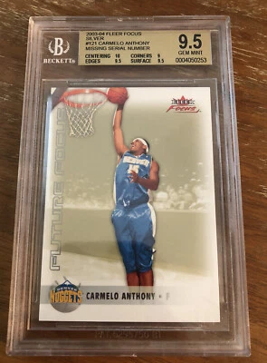 2003 Fleer Focus Carmelo Anthony Silver Anniversary Rookie /25 ERROR SSP BGS 9.5 - Image 1 of 2