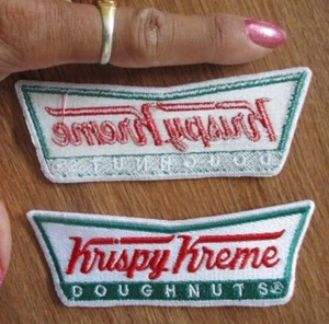 2pcs donut krispy kreme doughnuts embroidered patch 4 inch 105 mm for work apron - Picture 1 of 5