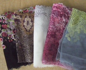 Lot 10 Yard 7-8" Wide Tulle Lace&Embroidered Flower Black,Violet,White,Grey h132 - Picture 1 of 6