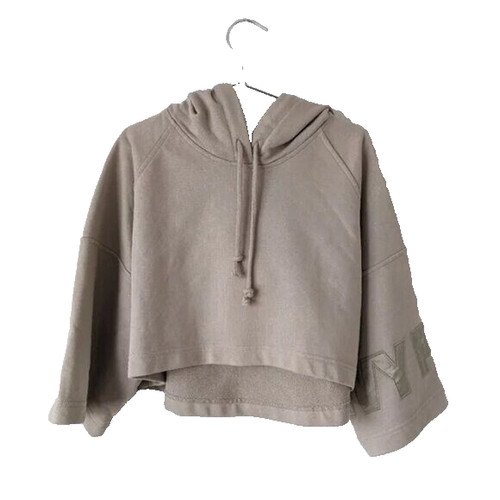 OFF WHITE Felpa con cappuccio vy Park avorio cropped boxy ricamata marrone taglia XS