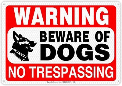 (2 Packs) BEWARE OF DOGS Sign, Warning 10x7 inches, Red, Black, White  - Image 1 of 4