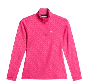 J.Lindeberg Lauryn Deboss Mid Layer Womens L/S Golf Jersey PINK  Xtra Small $145 - Picture 1 of 6