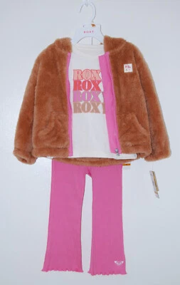 NUEVO CON ETIQUETAS ROXY Conjunto de 3 pantalones y chaqueta rosas para niñas pequeñas talla 3T Foto 1 de 4