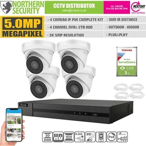 SISTEMA DE CIRCUITO CERRADO DE TELEVISIÓN HIKVISION HILOOK HDMI NVR DOMO VISIÓN NOCTURNA CÁMARAS EXTERIORES KIT COMPLETO - Imagen 1 de 5