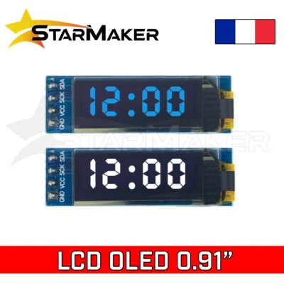 Écran OLED 0.91" 128x32 Module LCD I2C SSD1306 affichage blanc / bleu - Photo 1/4