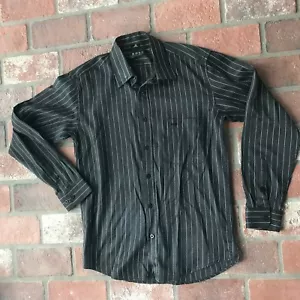 Hugo Boss Men's size 15 1/2 Black Striped Long Sleeve Button Shirt 100% cotton - Picture 1 of 4