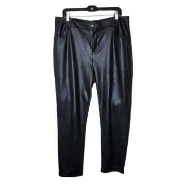 Calça Boston Proper couro sintético perna fina cinco bolsos 16 preta - Imagem 1 de 4