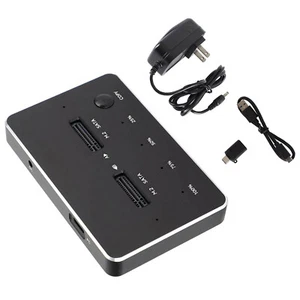 Portable M.2 SATA+SATA Dual Bay SSD Docking Station Duplicator Cloner Enclosure - Afbeelding 1 van 13