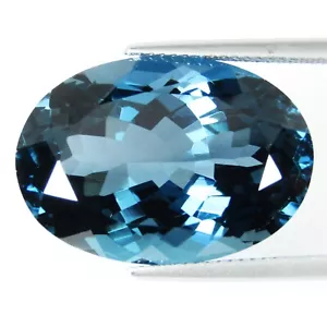 31.96Cts Natural Outstanding London Blue topaz Oval Shape Loose Gemstone - Picture 1 of 7