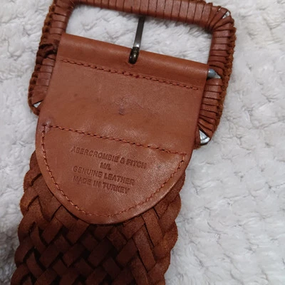 Abercrombie & Fitch  Braided Leather Belt Wide M/L Y2K Boho Chic Staple Belt - Image 1 of 4