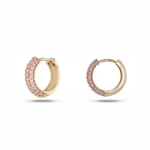 Orecchini a Cerchio con Zircone Rosa Light in Oro Rosa 18 Carati - Picture 1 of 1