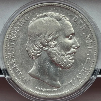 Moneda de plata Países Bajos 1869 2 1/2 florines Foto 1 de 2