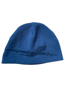 Boeing 747 Beanie Hat Toque Blue Plane Aircraft Jet Aviation One Size Adult - Picture 1 of 4