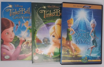 Tinker Bell DVD Lot Of 3 Secret of the Wings, Fairy Rescue, World of Fairies - Image 1 of 3