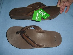 NEU Herren Sanuk Hullsome Leder Flip Flops Braun Soft Top Sandalen Gr 12 1120332 - Bild 1 von 3
