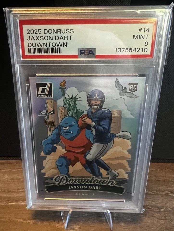 2025 Panini Donruss Jaxson Dart Downtown PSA 9 - Image 1 of 2