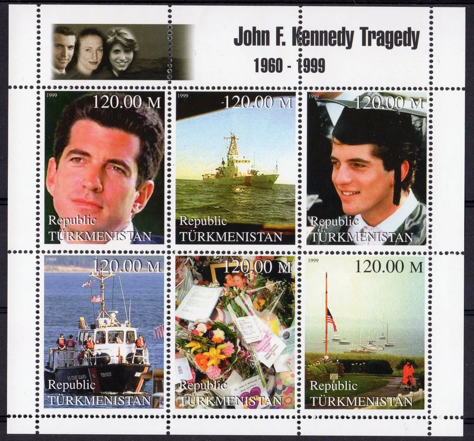 Turkmenistán 1999 John F. Kennedy Jr. Tragedia 7,16-Envíos Hoja (6) MNH Foto 1 de 1