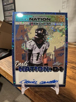 2025 Leaf Football Nation Top Prospect Auto RC #/7 Devin Carter FSU WR - Image 1 of 2