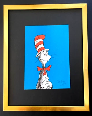 DR. SEUSS + IMPRESIÓN FIRMADA "GATO EN EL SOMBRERO" ENMARCADA + ¡CÓMPRALO AHORA! Foto 1 de 3