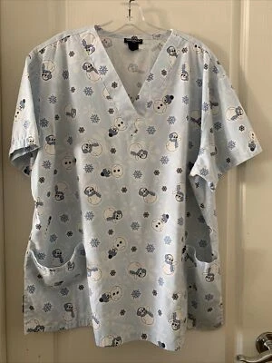 Top Médico Uniforme Dagacci Unisex XL Azul Cuello en V. Muñeco de nieve usado Foto 1 de 4