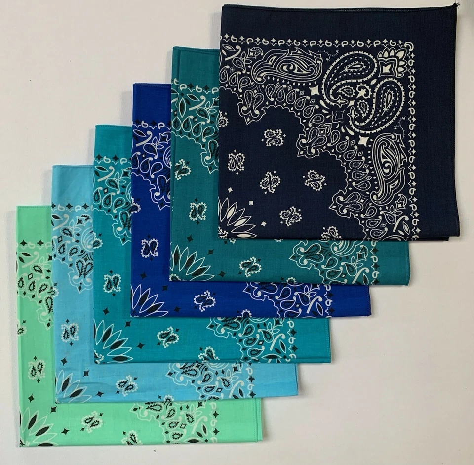 Made In The USA Paisley Bandana 22" x 22" (6 Pack) 100% Cotton - Wide Selection - Image 1 of 1