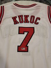 Tony Kukoc Autographed/Signed Jersey Beckett Sticker Chicago Bulls
