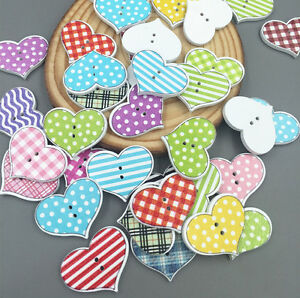 Wooden Sewing Scrapbooking Buttons LOVE Heart  2 Holes Lattice Pattern 20mm