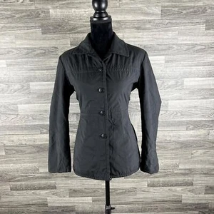 GAP Button Front Collared Black Coat Jacket Women's Size Small - Picture 1 of 12