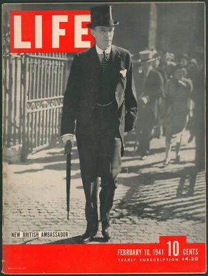 LIFE February 10 1941 Lord Halifax / Mussolini Beaten in Africa~ Wartime German - Image 1 of 2
