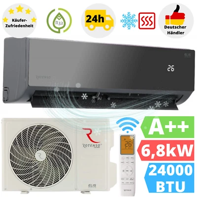 Rotenso Elis Black Klimaanlage 24000BTU Klimagerät Inverter Klima WLAN 6,8 kW - Bild 1 von 4