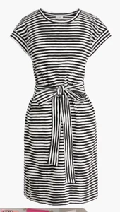 J. Crew Outlet Black/White Stripe Tie Waist T-Shirt Dress Size XXS Nautical Prep - Picture 1 of 1