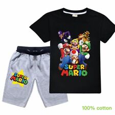 Super Mario Bros Toad Wario printed children's short sleeved T-shirt top+shorts