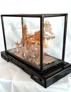 Large Chinese export Ruanmu Hua Cork carving Diorama Pagoda, 21.5 inches - Picture 1 of 12