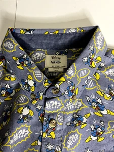 Vans X Disney Men's Donald Duck Short Sleeve Button Downn Shirt Size M - Picture 1 of 18