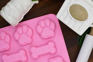 2Pk Silicone Mold Dog Bone Homemade Treat Paw and Bone shape, Puppy Dog Paw BONE - Picture 1 of 5