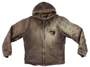 CARHARTT J141 US Giacca Foderata Sherpa Uomo L Alta Nera Anatra SIERRA DISTRESSATA - Foto 1 di 8