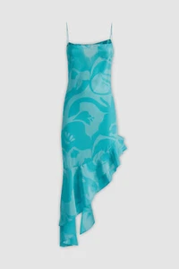 $1750 ETRO Women Blue Floral Asymmetric Midi Dress Size 40 - Picture 1 of 3