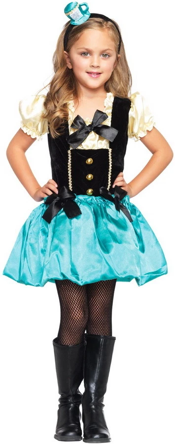 TEA PARTY PRINCESS ALICE IN WONDERLAND CHILD HALLOWEEN COSTUME GIRLS X-SMALL 3-4 - Image 1 of 1