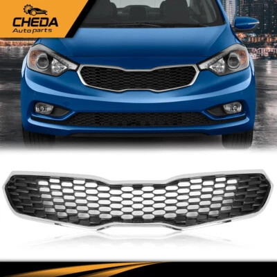 Fit For 2014-2016 Kia Forte Forte5 Front Bumper Upper Grille Assembly Chrome - Image 1 of 4