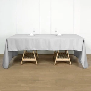 5 SILVER 60x102 RECTANGLE POLYESTER TABLECLOTHS Light Gray Kitchen Catering SALE - Picture 1 of 8