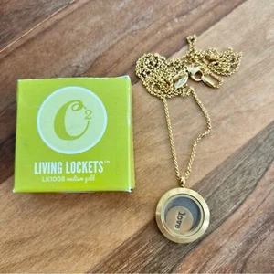 Origami Owl Living Lockets LK1008 medium gold necklace NWT Love charm - Picture 1 of 2