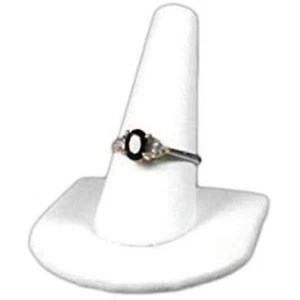 RJ Displays White Leather Ring Finger Jewelry Holder Showcase Display Stands to - Picture 1 of 2