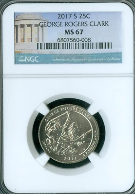 2017 S GEORGE ROGERS CLARK LOGO QUARTER NGC MS67 PQ  . - Image 1 of 2