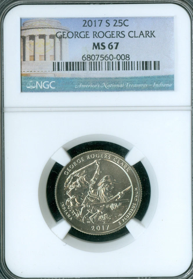 2017 S GEORGE ROGERS CLARK LOGO QUARTER NGC MS67 PQ  . - Image 1 of 2