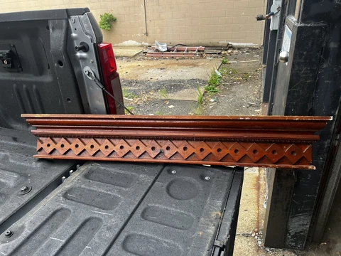 Folky c1880 vintage WINDOW pediment VICTORIAN lintel header Pine 43/7/2 7/8” Cover
