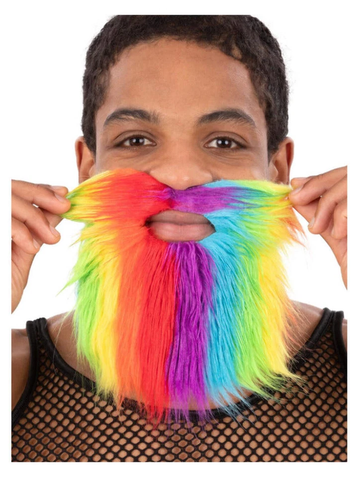Cabello facial barba arco iris verano orgullo vestido elegante accesorio para hombre tablero y barba Foto 1 de 1