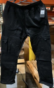 Big Boys Fleece Cargo Sweatpants Black Male | Size 2XL - Picture 1 of 4