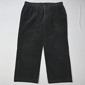 Vtg 90s Claiborne 42x30 Gray Wide Wale Corduroy Pleated Mens Cords Pants - Picture 1 of 9