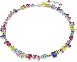 NEW SWAROVSKI NECKLACE GEMA MULTI COLOURED CRYSTAL RHODIUM PLATED 5613738 BOX - Picture 1 of 5